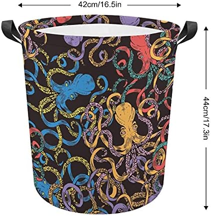Bolsa de lavanderia de vitalícia do Octopus com alças cesto de armazenamento à prova d'água em redonda dobrável