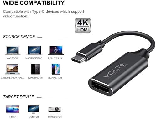 Trabalhos da Volt Plus Tech HDMI 4K Kit USB-C Compatível com o adaptador profissional Oppo Reno7