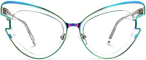 Vooglam de tamanho grande Cateye Blue Blocking Glasses for Women Anti -UV Eyestrain Eyewear Jazzy