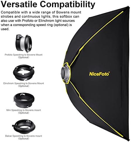 NiceFoto Softbox retangular 27,5x39,3 polegadas/ 70x100cm Configuração rápida e ES710 Modificador de luz