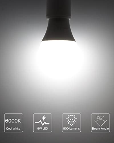 Lâmpadas LUTW LED 60 watts equivalente, lâmpada LED padrão de 900 lúmen, 9W E26 Base Cool Branca 6000k