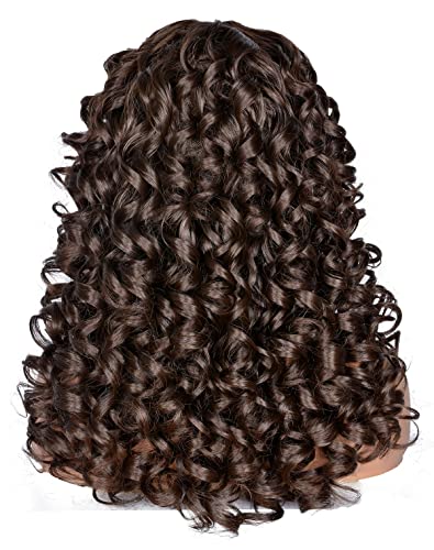 Runm Wigs Curly Wigs para mulheres negras longas peruca afro com franja para mulheres Big Bounyy Fluffy Synthetic