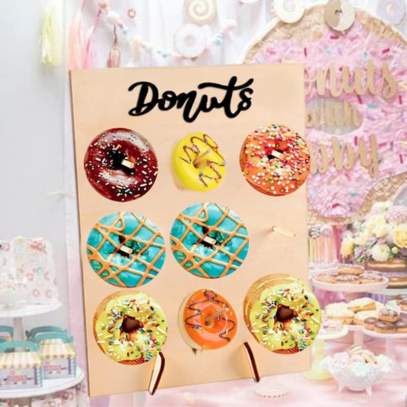 2 PCs Wood Donut Wall Display Stand reutilizável Rústico Donuts Donut Party Supplies for Wedding Birthday