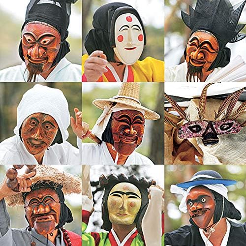 Festa Craftz Pune Tal, Mão de Máscara de Pune Coreana de escultura em madeira Bunei, Woman Dance Smile