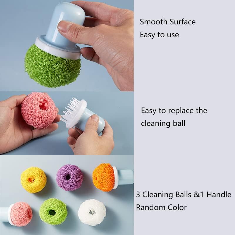 Nanofibras reutilizáveis ​​sancionais Bolas de limpeza, lavadores multiuso para limpeza, ferramenta de limpeza de escova multicolorida multicolor para casa, cozinha