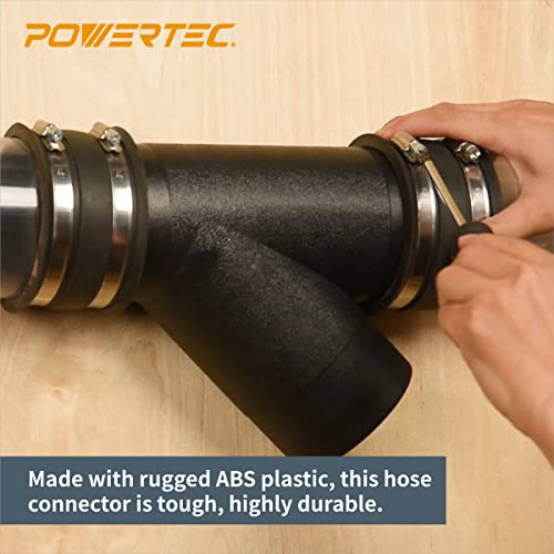Powertec 70149-P4 Controle de poeira manguito flexível com grampos de aço, 4 polegadas, 4pk e 70106 Connector de mangueira de coleta de poeira de 4 polegadas de 4 polegadas, preto