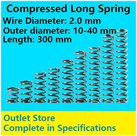 As molas de compressão são adequadas para a maioria dos reparos que a mola longa de compressão tem um diâmetro de arame de 2,0 mm, um diâmetro externo de 21-40 mm e um comprimento de 300 mm. Pressão primavera longa