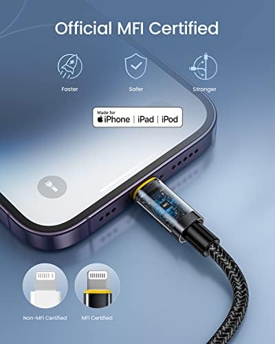 AOHI USB C TO CABO DE LAVHO, 3A MFI CERTIFICADO IPHONE CERTIFICADO FAST CABE CABELA CABO PARA iPhone 14 Plus 14 Pro Max 13 Pro 12 11 x Xs XR 8 Plus, Air Pods Pro