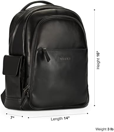 Mochila de couro Velez para homens - Bolsa de laptop de 15 polegadas - Daypack de viagem de negócios - Slim Designer Bookbag