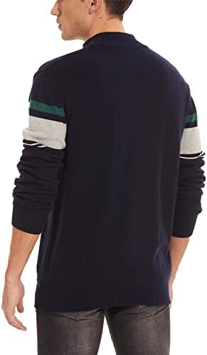 Magcomsen suéteres masculinos 1/4 zíppe de camisolas de pulôver listradas casuais Sweaters Fall Winter Sweethirs