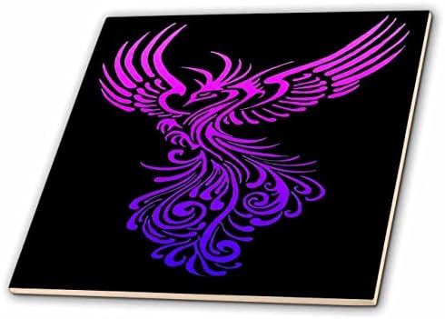 3drose Rising from the Ashes Artistic Phoenix Lilac Pink ombre em preto - azulejos