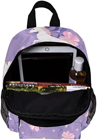 Mochila VBFOFBV para mulheres Laptop Daypack Backpack Travel Bolsa Casual, Flor Purple Rosa de Cartoon Purple Unicorn