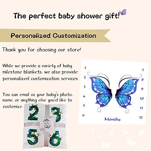 QiCaiyun bebê marco manto borboleta, manta de marco de bebê de mês com marcador, cobertor de bebê