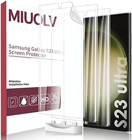 MIUOLV para Galaxy S23 Protetor de tela Ultra, [3 pacote] Samsung Galaxy S23 Protetor de tela Ultra, Soft EPU [não vidro] Filme de hidrogel coberto, alta definição, Recuperação de Scratch, Bubble Free