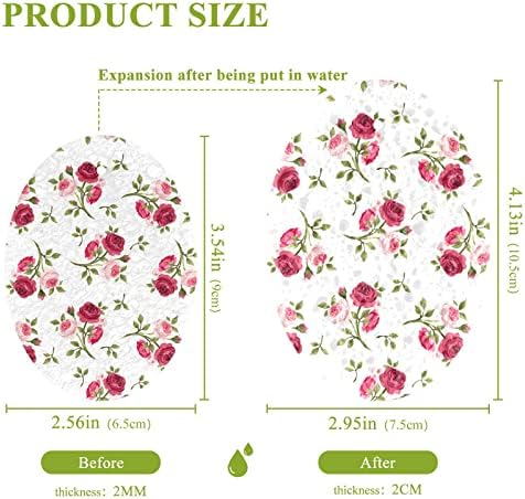 Alaza vermelho e rosa Flores de rosa esponjas naturais Esponja de celulare de cozinha para pratos lavando o banheiro e a limpeza doméstica, não arranhões e ecológicos, 3 pacote