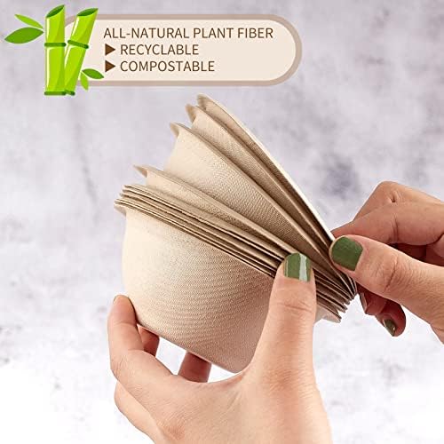 Zorrita 150 pacote 8 oz tigelas de papel tigelas de sopa compostáveis ​​descartáveis ​​tigelas biodegradáveis