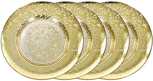 Koyal por atacado Placas de carregador de vidro de mercúrio antigo, conjunto de 4, placas de carregador de ouro vintage para configurações de local