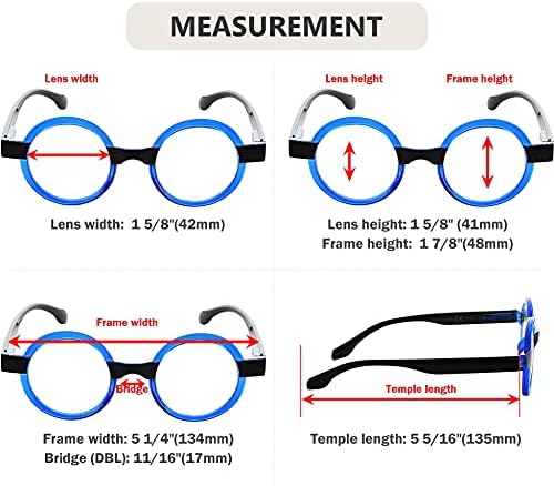 Óculos de leitura redonda para mulheres para mulheres leitores retrô Óculos - azul +2.75