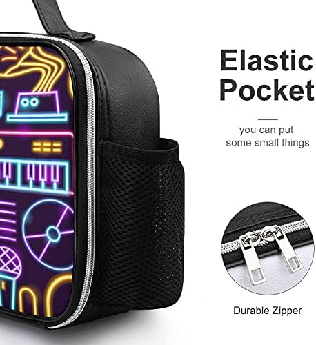 Música Neon Reutilable Lunch Boly Bag Bax Bill Recchaner para viagens de piquenique de trabalho com alça
