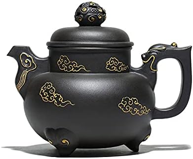 HD729 Yixing Pote de argila roxa, zisha, conjunto de chá, conjunto de bebida, bebida de chá, fabricação à mão, fogão de três pernas ding de minério de lama preta original.