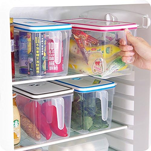 Caixa de contêiner de alimentos de cozinha Caixa de armazenamento de geladeira nítido com alça e tabela