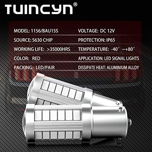 Tuincyn bau15s py21w lâmpada led lâmpada lâmpada de freio vermelho super brilhante 8000k 5630 33smd 1156 7507 12496 5009 7507AST GRANÇO SINAL