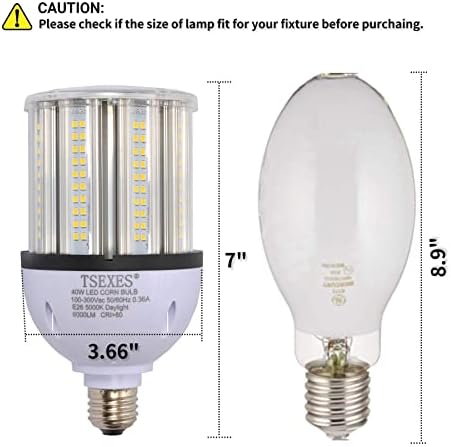 TSEXEs 40W Bulbos LED 6000lumen E26 Base média LED LUZ LUZ LUZ 5000K Luz do dia, equivalente a 175w a 250w Bulbo hid hid hid lâmpada para bulbo de armazém de garagem externa para externo