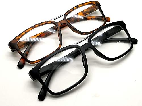 2 par óculos de leitura bifocal para homens e mulheres Spring depende de lentes claras leitor bifocal （Toda