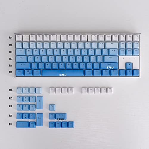 120 keys gradiente azul keycaps keycap translúcido Doubleshot para 60% 65% 75% Teclado mecânico, compatível