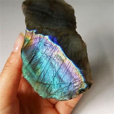 Top 152g Natural Purple Rainbow Labradorita Cristal Cura de Pedra Polida Yo154
