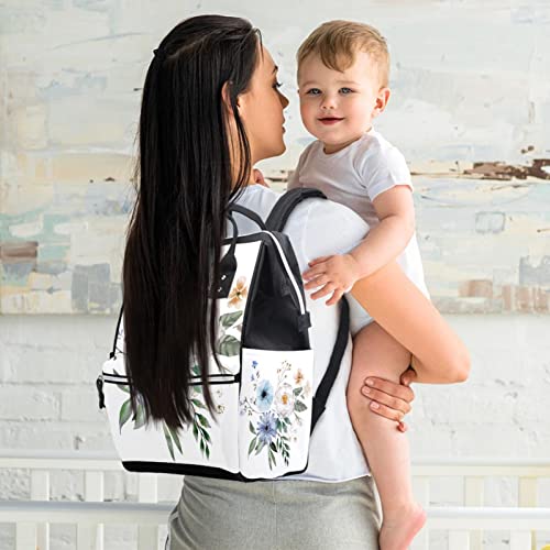 Bacha de fraldas de buquê floral realista Backpack Mummy Backpack de grande capacidade Bolsa de enfermagem de bolsa de enfermagem para cuidados com o bebê