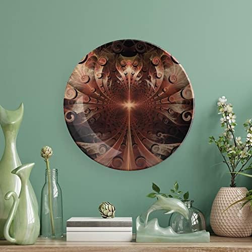 Placa decorativa Xisunya de 8 polegadas, placa de porcelana fractal, parede de cerâmica de fundo