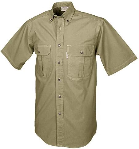 Tag Camisa Safari para homens de manga curta, camisa algodão para caçadores, exploradores, fotógrafos e jornalistas