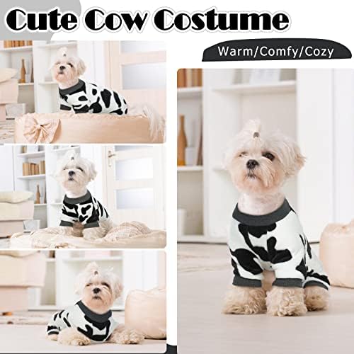 Dentrun cachorro pequeno inverno roupas quentes roupas de cachorro engraçado com leite com suéter de vaca