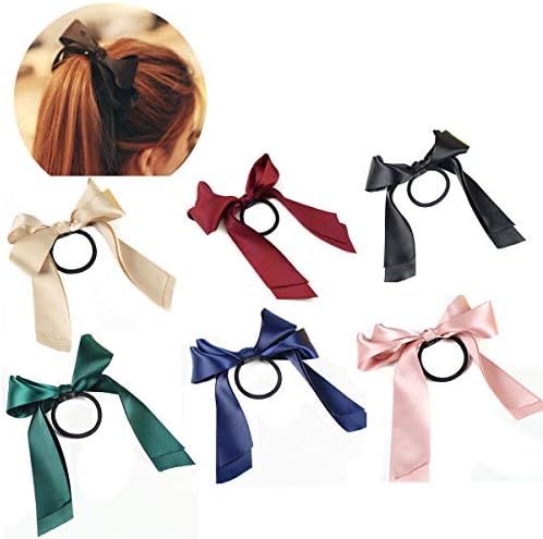 6 PCs Mulheres Lady Satin Ribbon Hair Cabelo Cabeça Brocando Bandas de Cabeça Elastics Hair