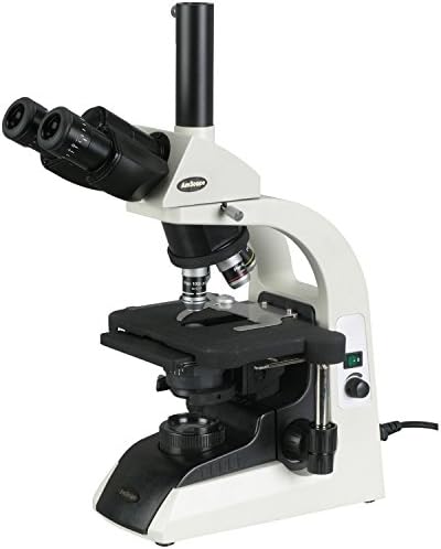 Microscópio de composto trinocular profissional T650A T650A, ampliação 40x-1500X, oculares de campo largo WF10X e WF15X, objetivos do plano infinito, campo de campo brilhante, condensador abbe, estágio mecânico de camada dupla