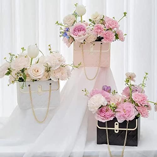 Sacos de flores de papel 4pcs para buquês, caixas de flores para arranjos, sacolas de presente de flores com alças de florista para casamentos