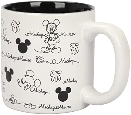 Disney Mickey Mouse Line Art e Mickey Hidden em toda a impressão de 16 oz de cerâmica