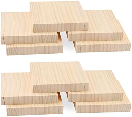 LEXININ 10 PCS Blocos de madeira inacabados, 6 x 6 x 1 polegada Cubos de madeira naturais, blocos de galhetas para