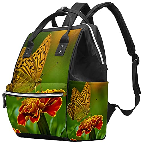Butterfly Nature Flower Inseto Bolsas de bolsas de fraldas de mochila Múmia de grande capacidade