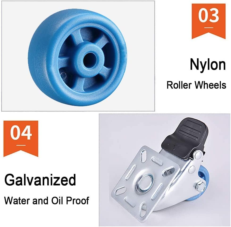Roda de gola de giro de móveis pequenos de 25 mm, rodas de rodízio de nylon, rodas de giro/giro azul/fixo/freio/3