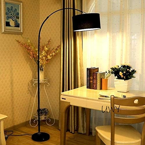 Indyah com abajur de base de mármore ajustável para luz do chão ， Lâmpada de arco moderna, para a sala de estar ou escritório de estar, lâmpada de piso/preto
