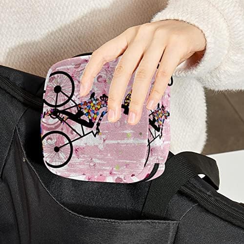 Bolsa de produtos femininos para garotas para garotas para manchas Bolsa e tampões com zíper, garota da primavera rosa que irrita uma flor de bicicleta