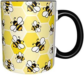 Yrebyou Bee Coffee Caneca engraçada - xícara de chá de cerâmica para homens Escritório de mulheres e canecas de novidade em casa Presentes ideais Microondas Seguro de microondas 11oz 11oz