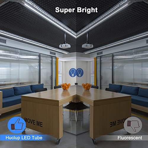 Luzes de tubo de LED de Huclup 4 pés, 22W 5000k Daylight, 2600 lúmens, 4 pés T8 T12 Substituição de tubo fluorescente, energia dupla, desvio para o lastro, tampa clara