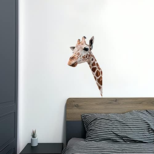 Decalques de parede de girafas futam 3D, adesivos de parede de girafas decalques, arte decorativa de parede decorativa de crianças, casca e berçário em casa, pacote de 2