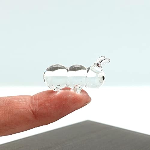 Sansukjai raro minhocas minúsculas figuras de cristal manualmente soprado de vidro claro inseto de mosca