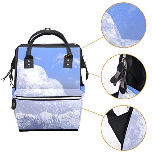 Bolsa de fraldas de bebê, mochila de fralda de maternidade da montanha neve, bolsa de viagem de
