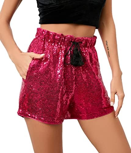 Lantejoulas de verão feminina shorts high way casual solta uma linha calça quente skorts de moda clubes