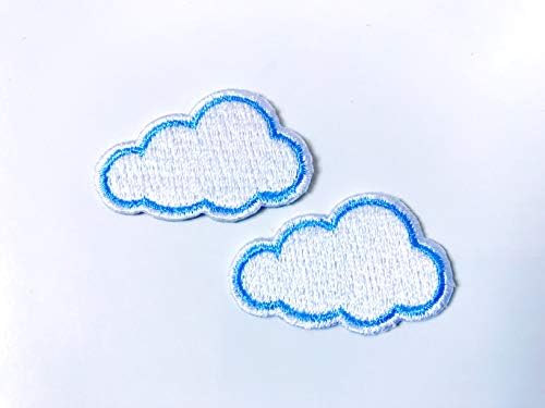 O conjunto de 2 minúsculos. Mini Cloud White Cloud Cute do logotipo Cartoon Patch Bordado costurar em ferro
